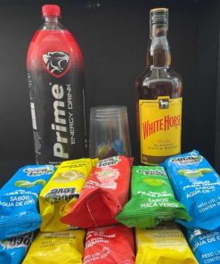 COMBO WHITE HORSE 1L 10 GELOS COCO LEVE, 1 ENERGÉTICO 2L, 2 COPOS 700ml