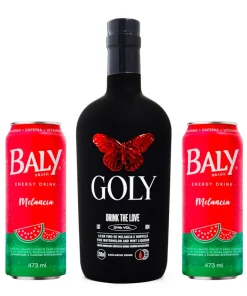Combo Goly Licor de Melancia e Hortelã 750ml + 2un Energético Baly Melancia Latão 473ml
